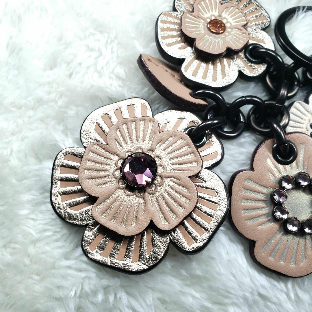 COACH コーチ 新品 ティーローズ ピンクビジュー キーホルダー チャーム