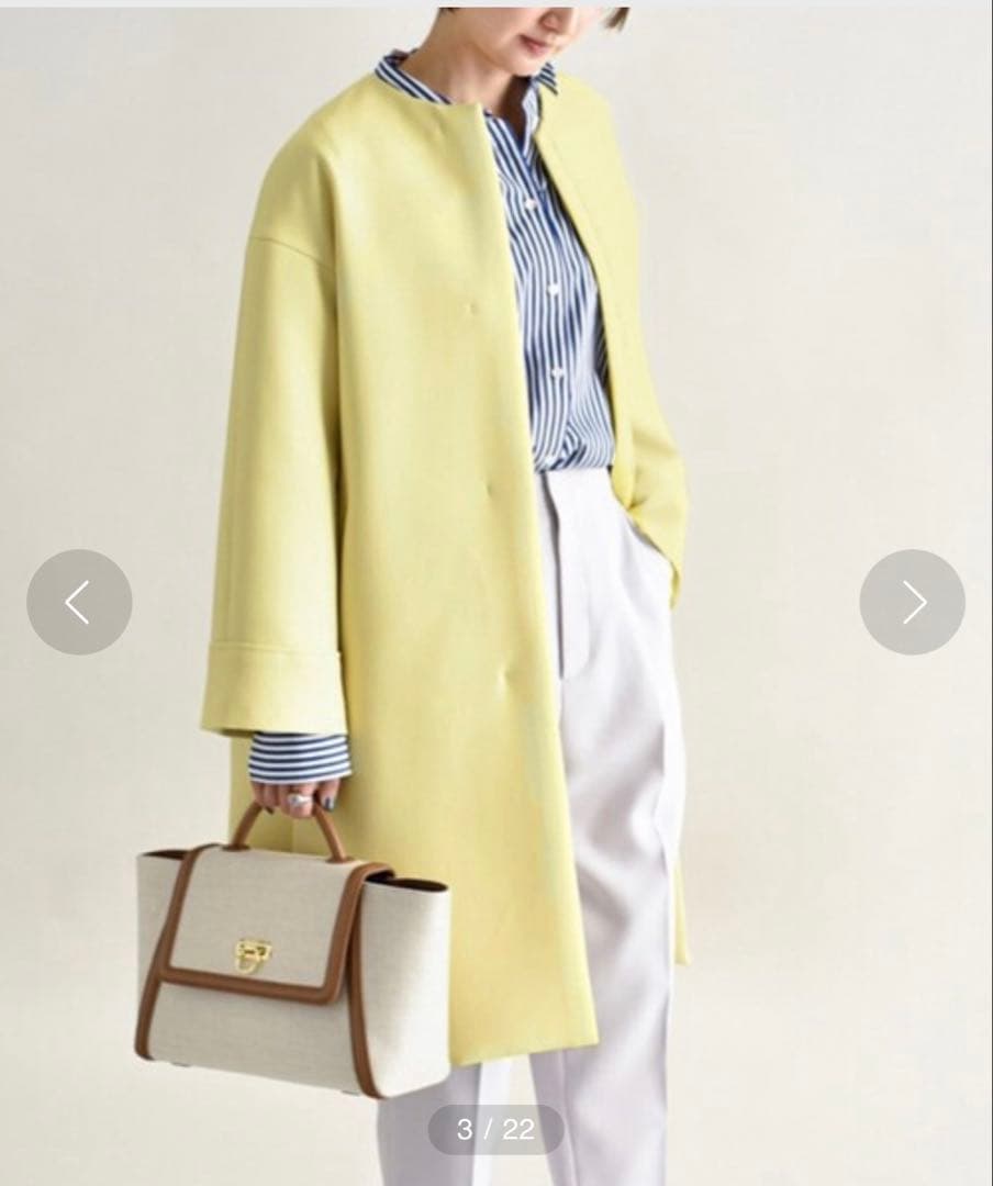 新品☆UNTITLEDドライエアクロスノーカラーコート/アナイ、セオリー、23区