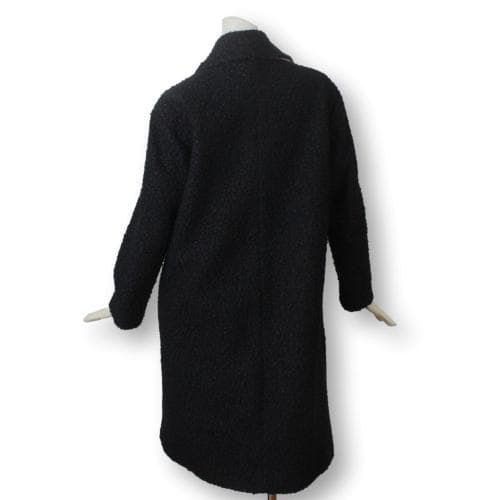 25【極美品】ポールスミス コート 38 M 黒 もこもこ素材 ワインレッド裏地