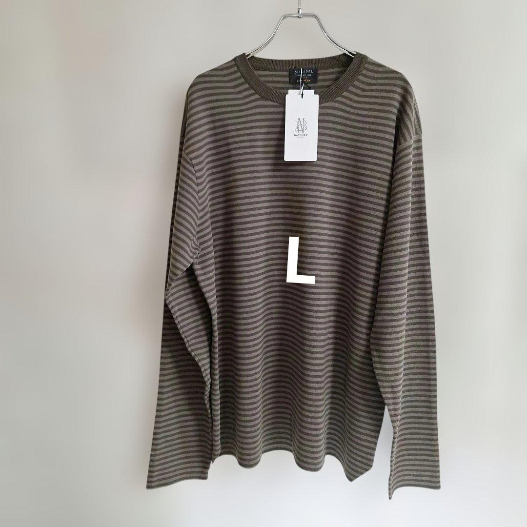 SUNSPEL BATONER トップス長袖　オリーブサイズ3(L)　ボーダー