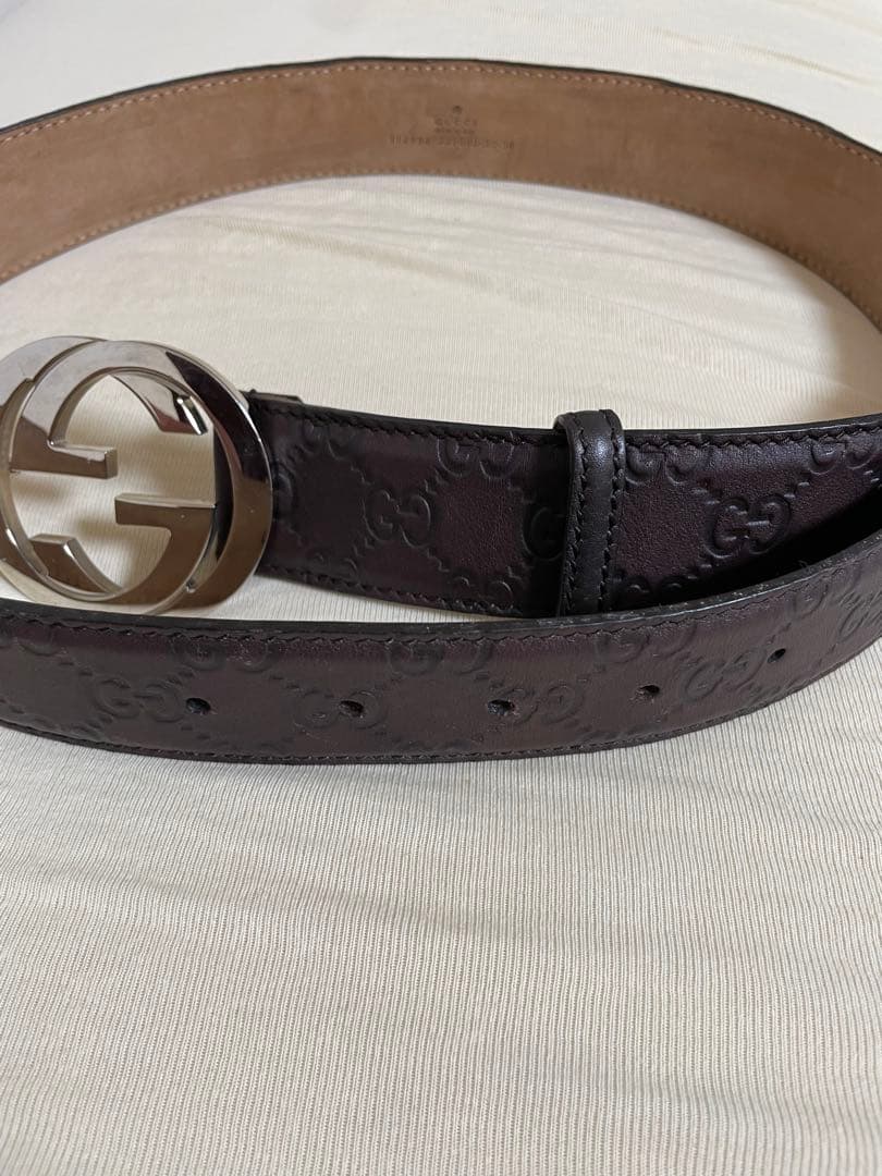 GUCCI ダークブラウン ベルト GGロゴ 95センチ　正規品
