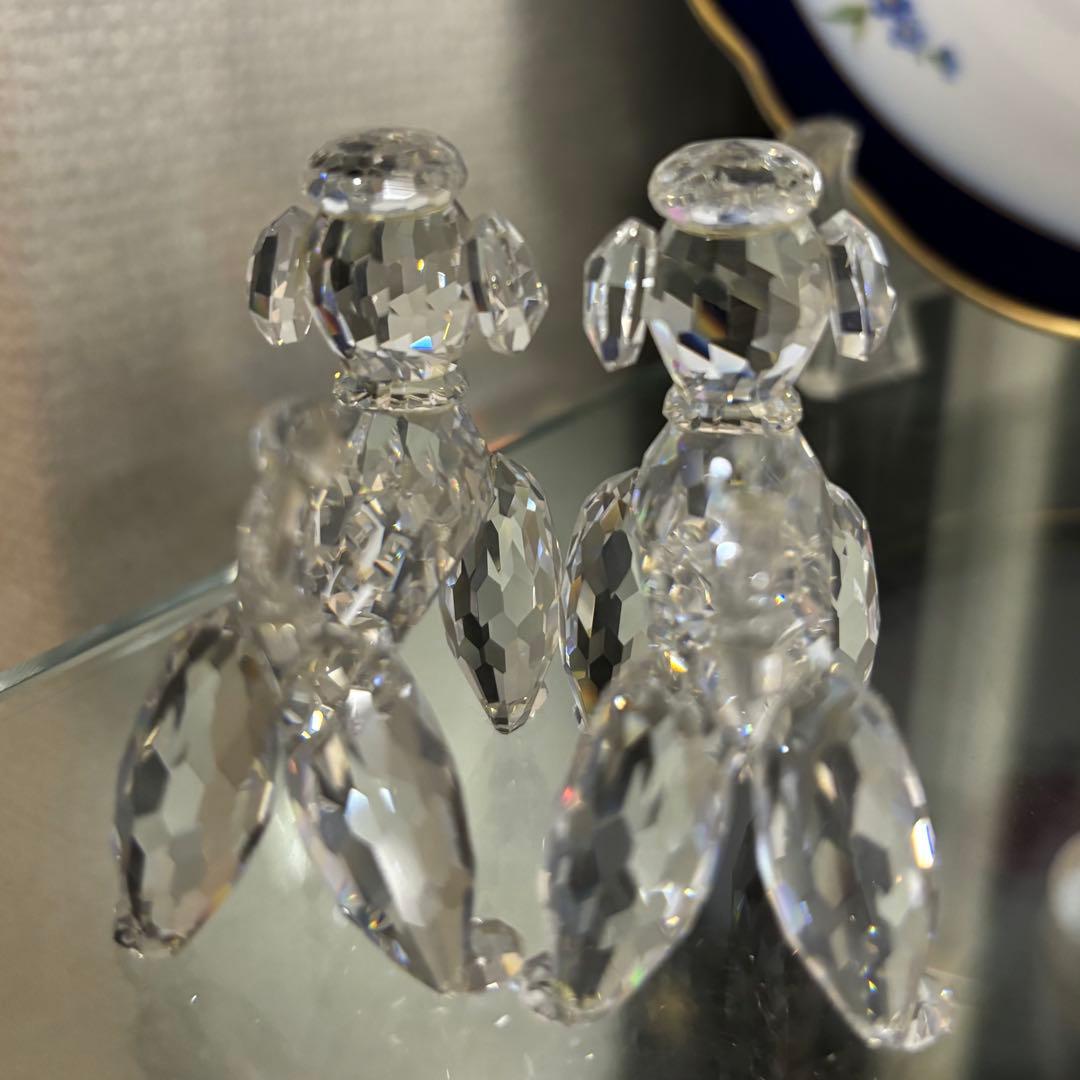 スワロフスキー　プードル2匹セット　スタンディング