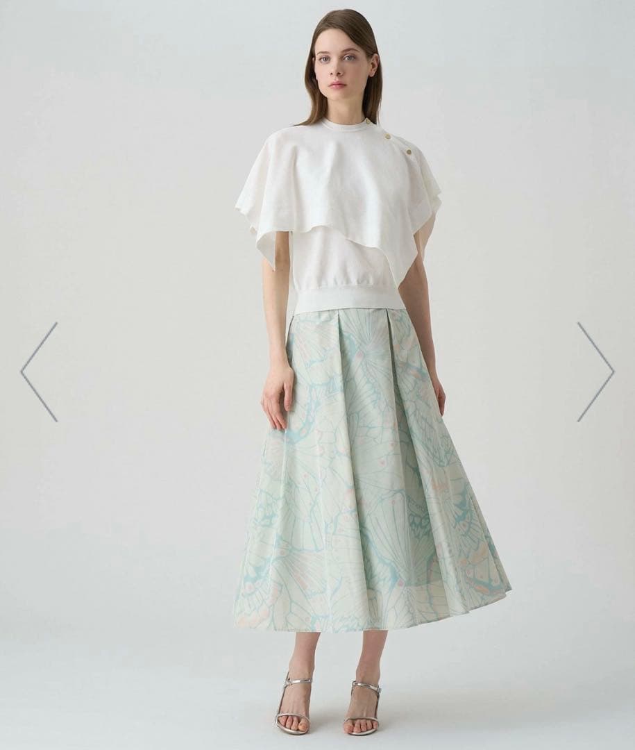 【美品】ANAYI 2025SS新作 現行品 バタフライプリントタック スカート