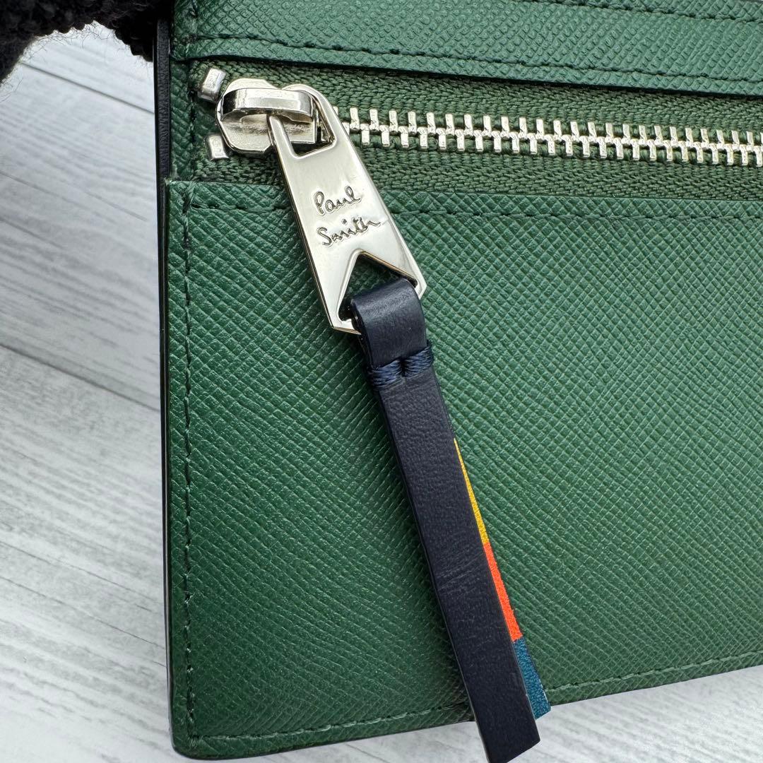 【極美品】Paul Smith マネークリップ　小銭入れ　レザー　グリーン