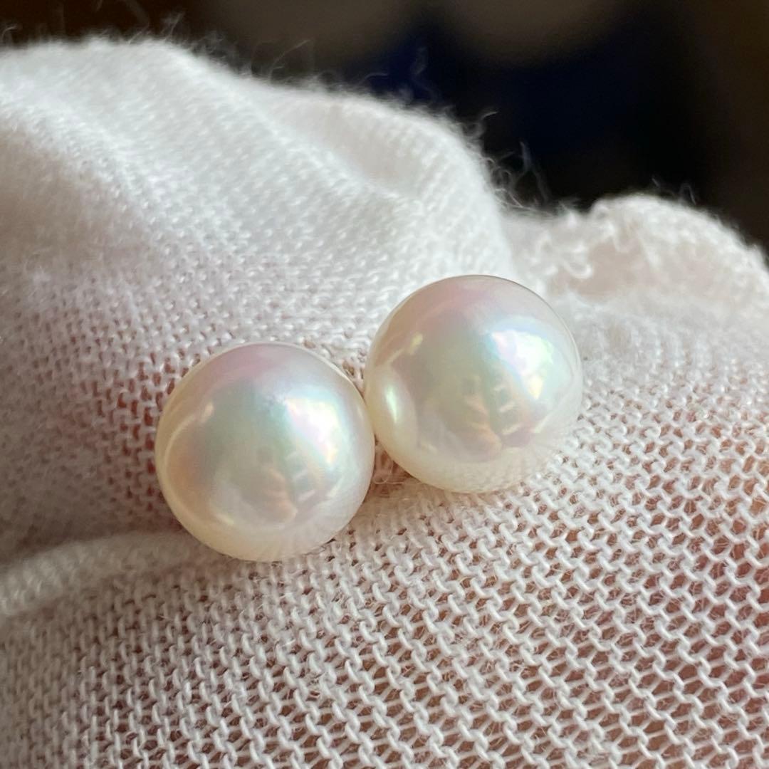 2052 あこや真珠　K18 天女級のテリ7.5-8mm パールピアス