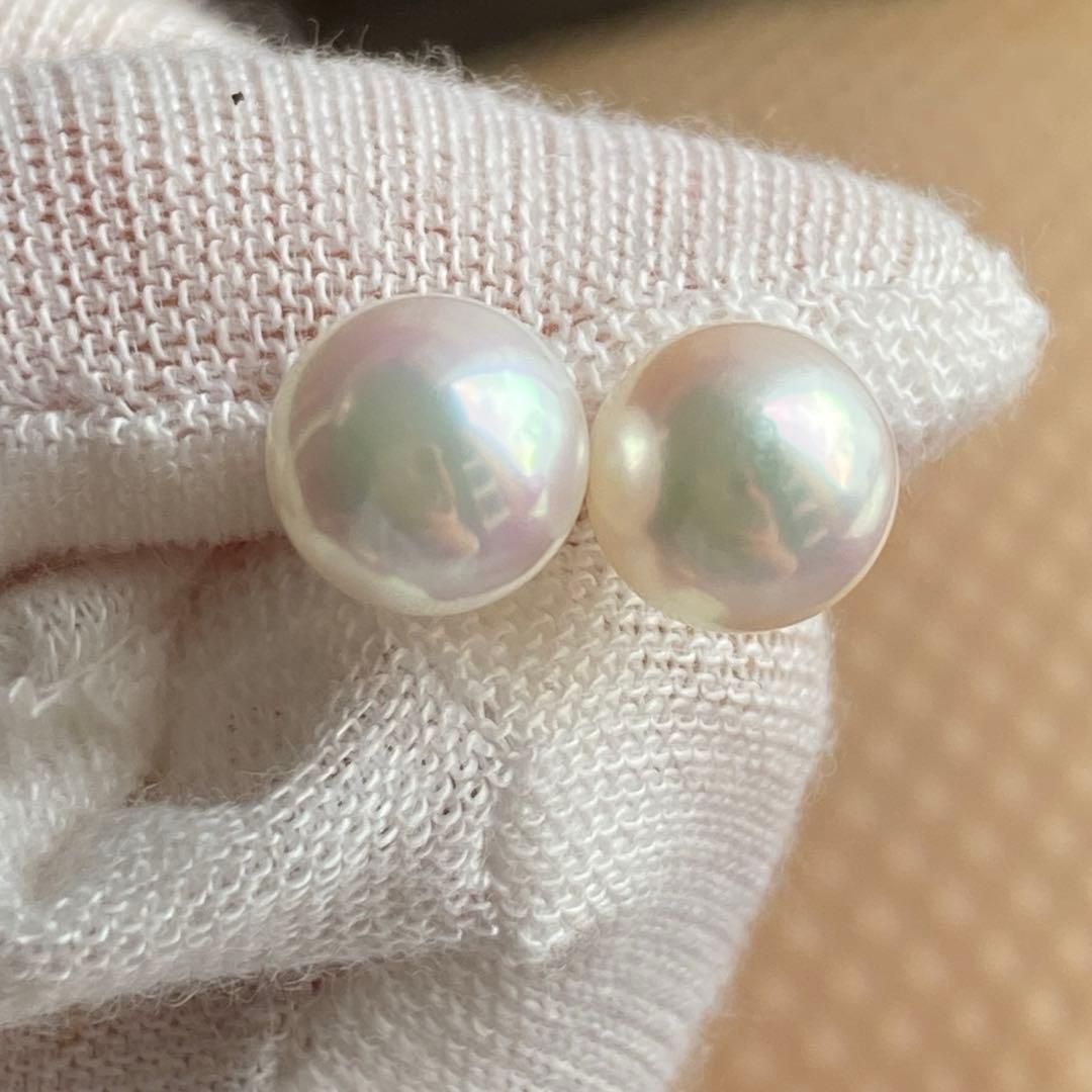 2052 あこや真珠　K18 天女級のテリ7.5-8mm パールピアス