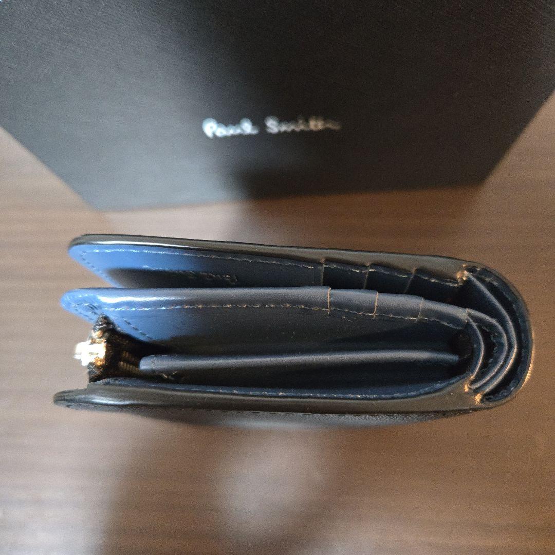 Paul Smith 二つ折り財布 ブラック/ブルー 箱付き(ポールスミス)