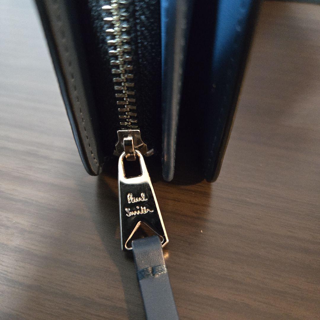 Paul Smith 二つ折り財布 ブラック/ブルー 箱付き(ポールスミス)