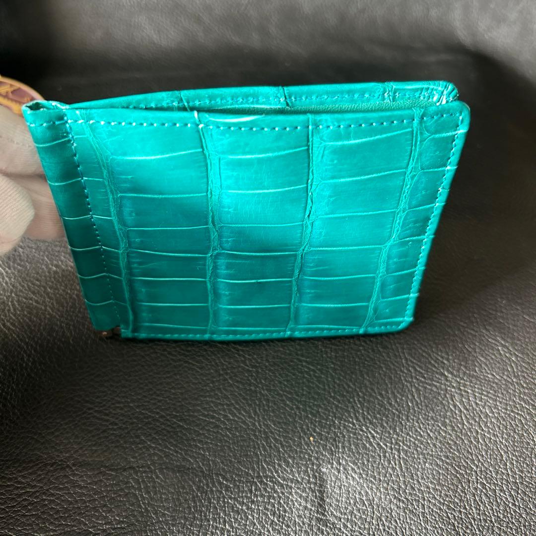 ZX。本革クロコダイル　無双マネークリップ　艶あり　JRA認定タグ