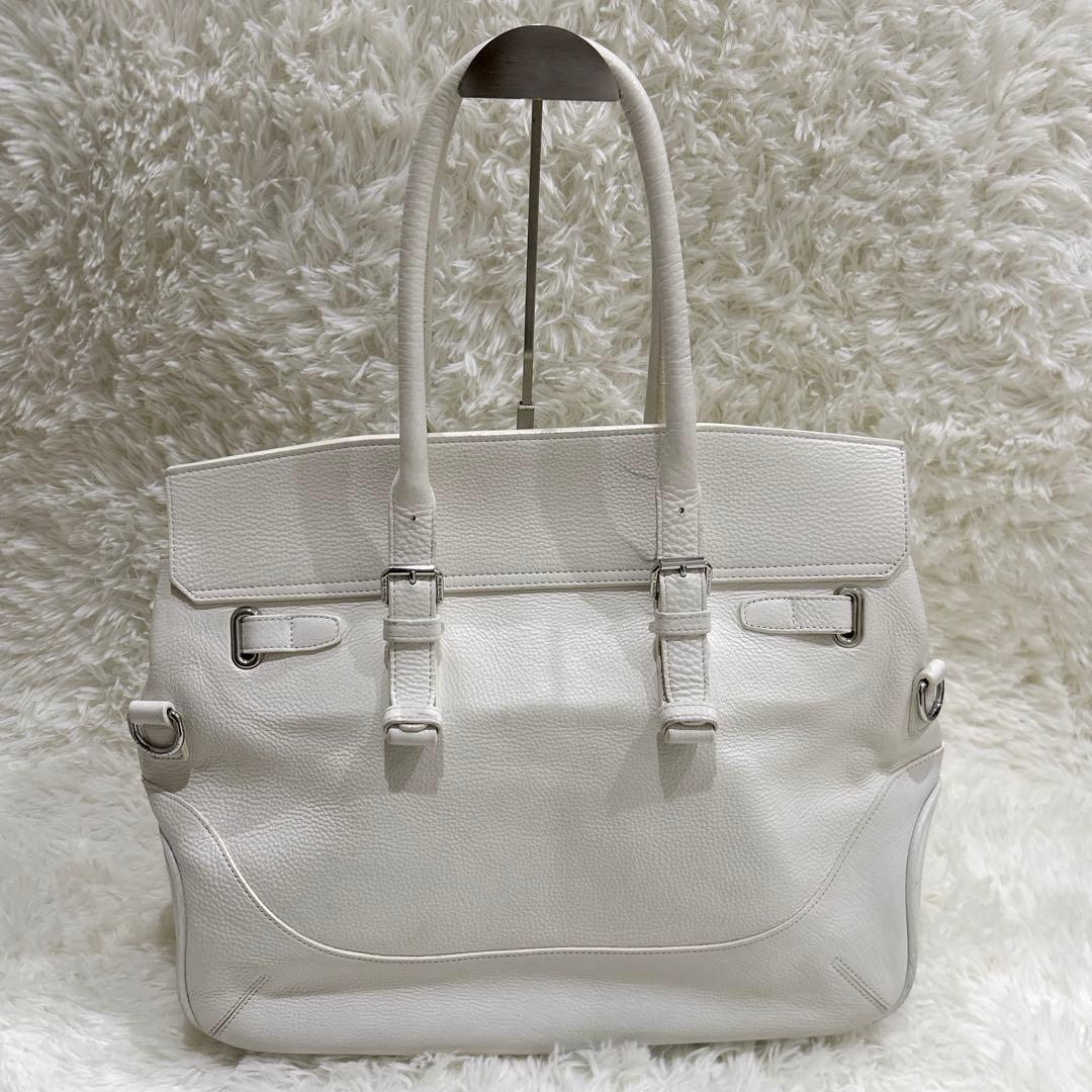 PELLE MORBIDAペッレモルビダ レザートートバッグホワイト A4収納可