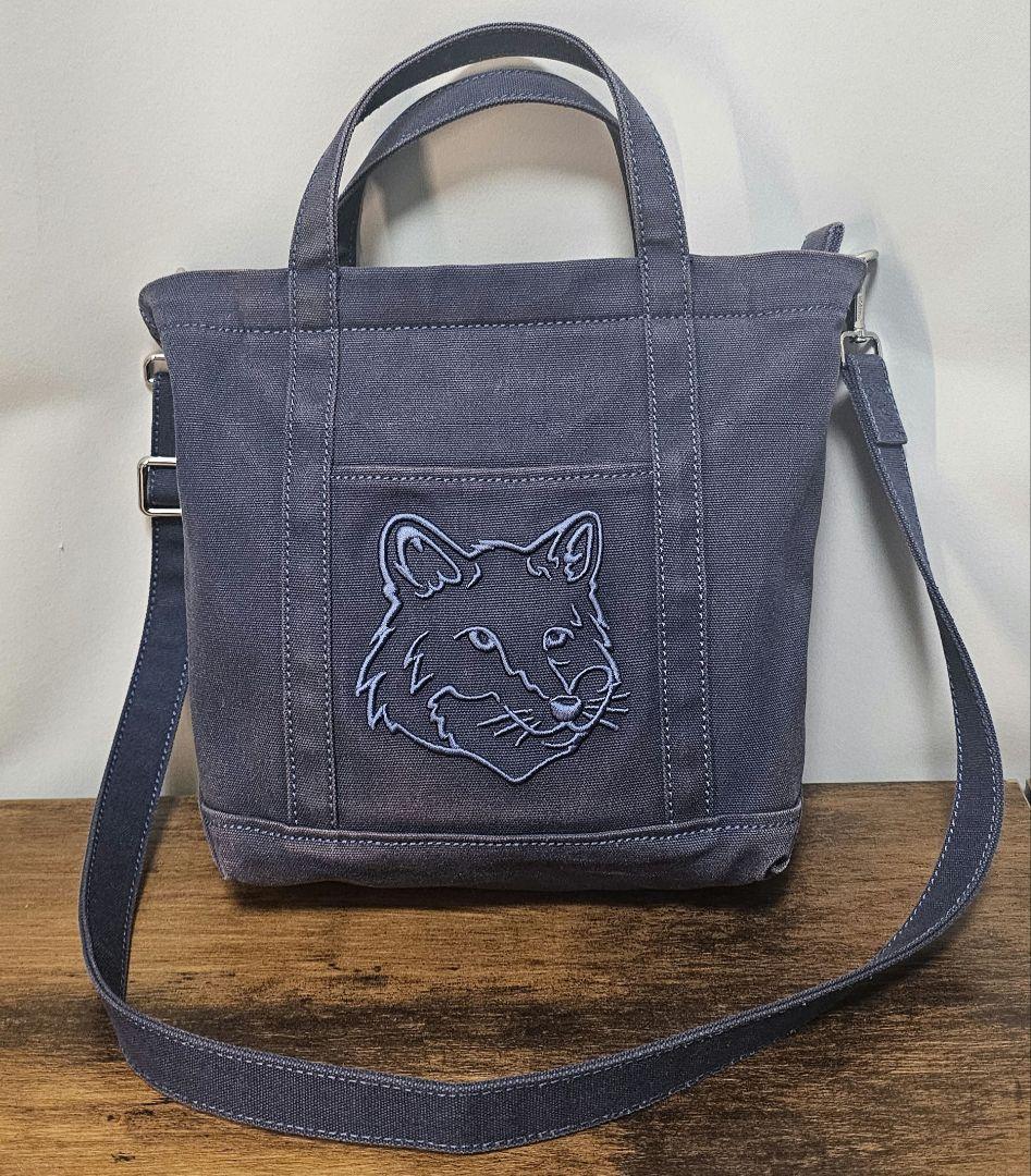 メゾンキツネ✨ フォックスヘッド スモール トートバッグ ハンドバッグ ネイビー