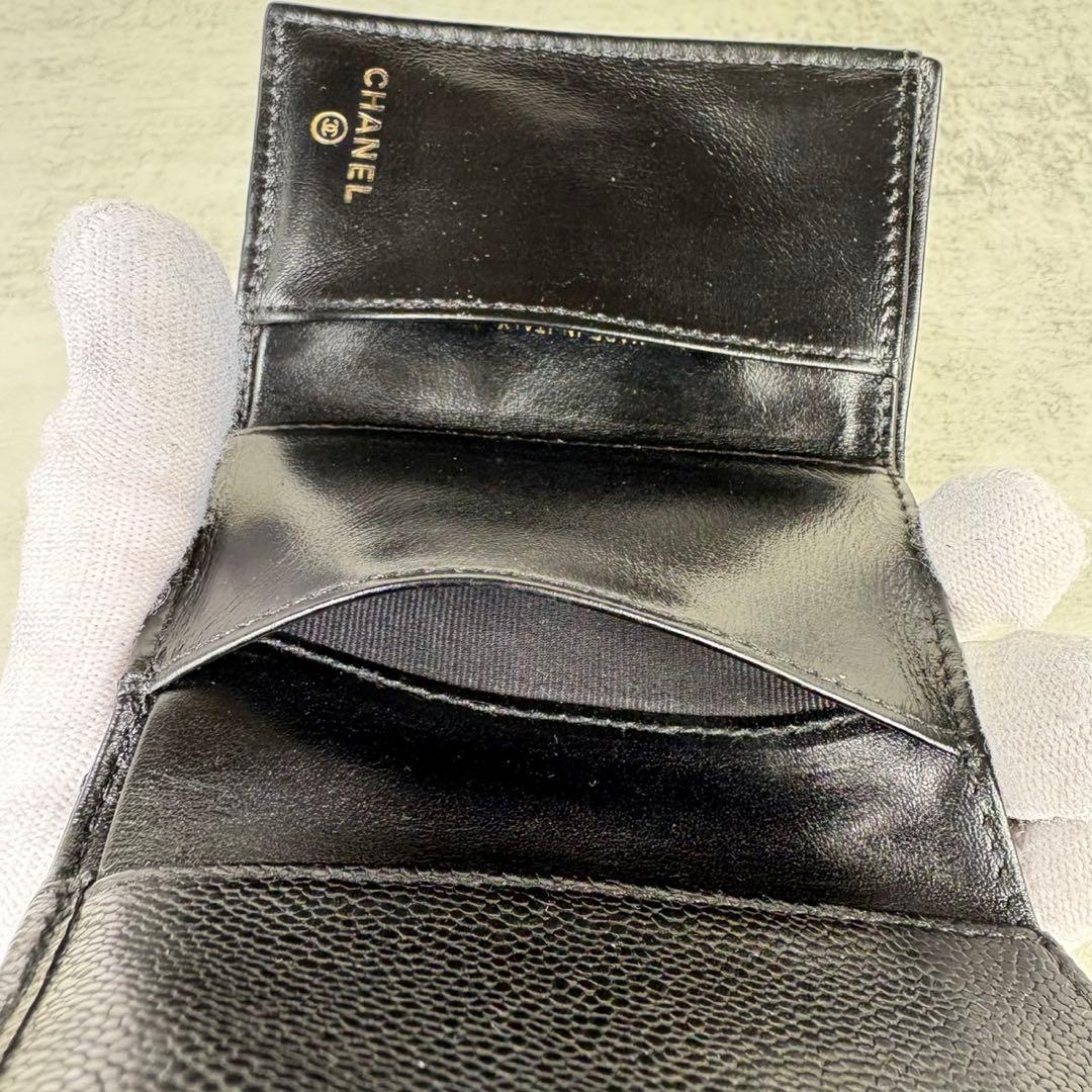CHANEL ボーイシャネル　キャビアスキン　三つ折り　財布　ケース