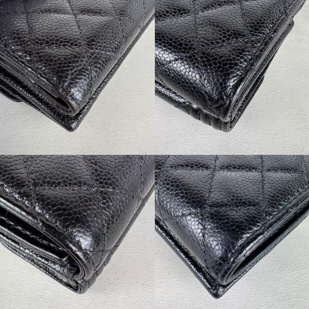 CHANEL ボーイシャネル　キャビアスキン　三つ折り　財布　ケース