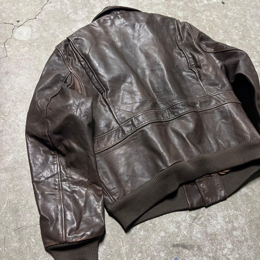90’s ヴィンテージ レザージャケット 茶色 本革 短丈 無骨