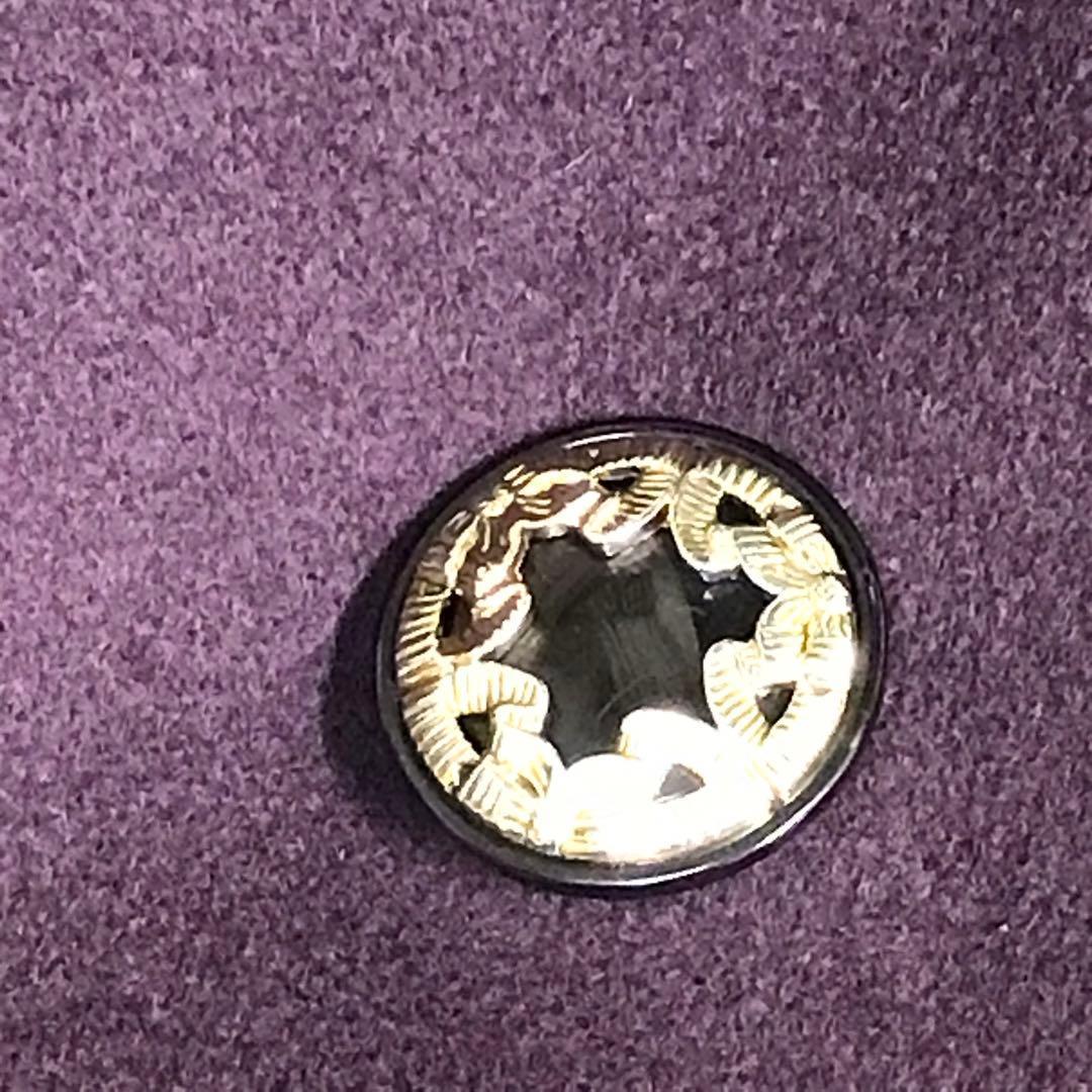 HARDY AMIES カシミヤ１００％レディース　ロングコート　パープル　金釦