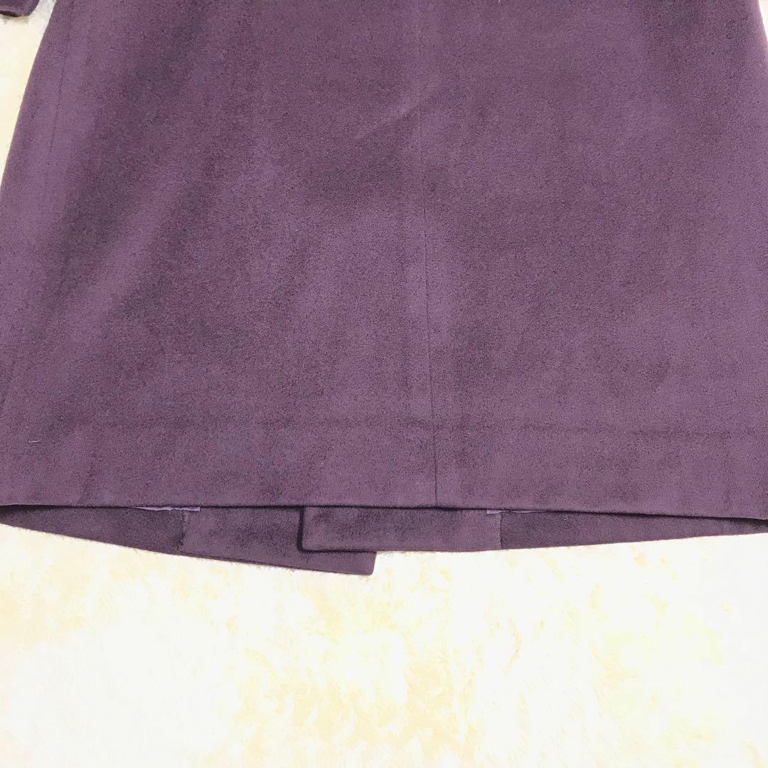 HARDY AMIES カシミヤ１００％レディース　ロングコート　パープル　金釦