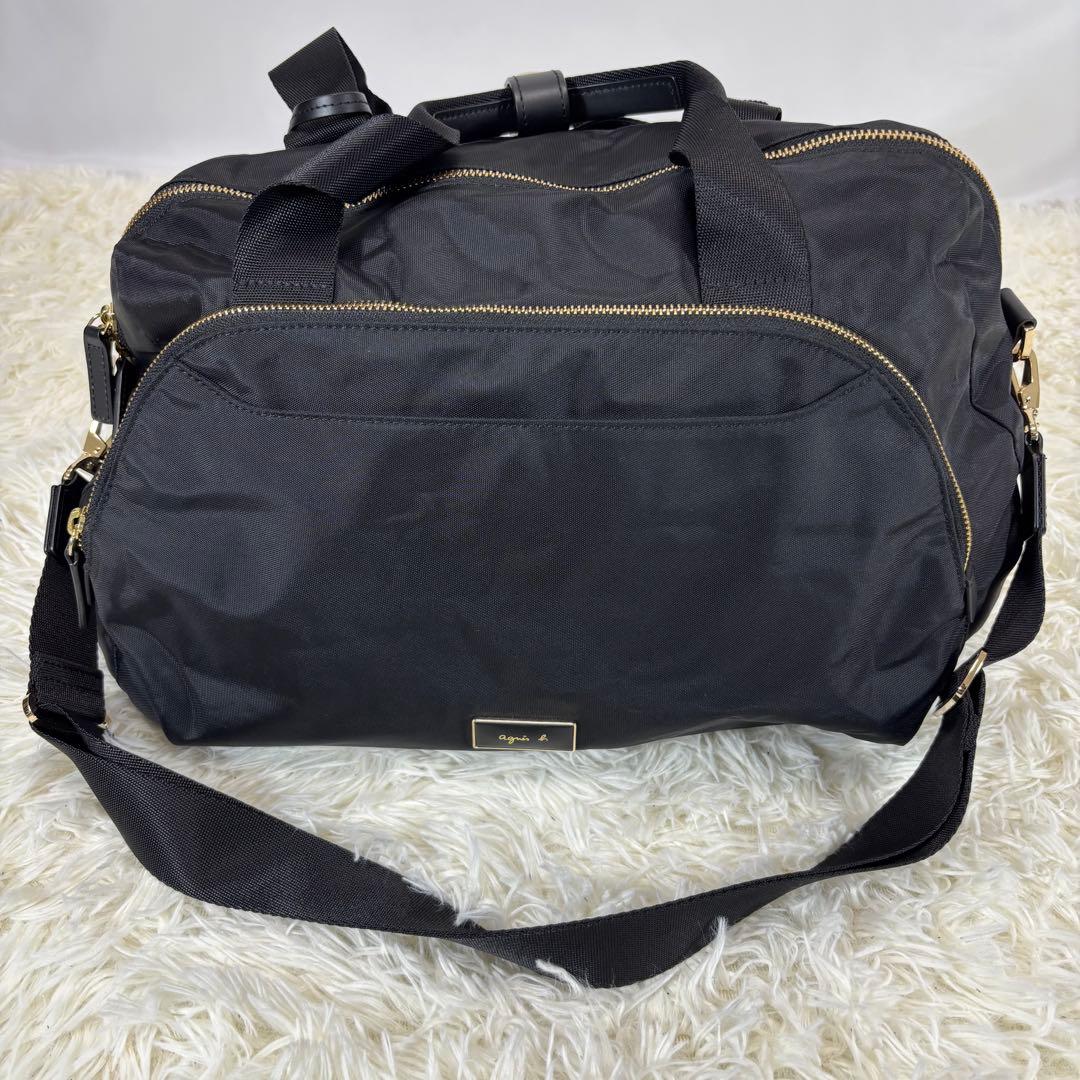 【ほぼ未使用】アニエスベー ボストンバッグ 2WAY 旅行カバン 南京錠(鍵あり