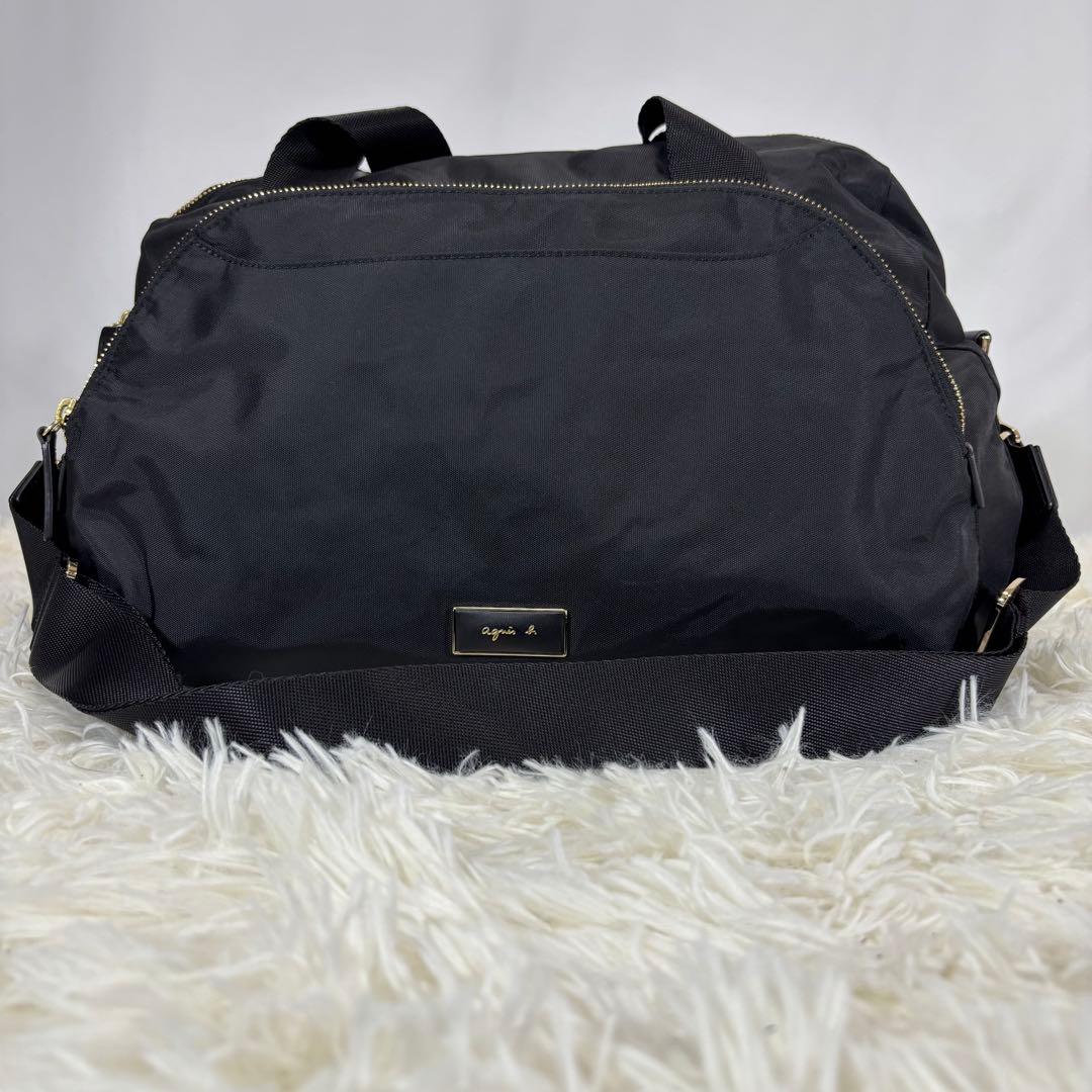 【ほぼ未使用】アニエスベー ボストンバッグ 2WAY 旅行カバン 南京錠(鍵あり