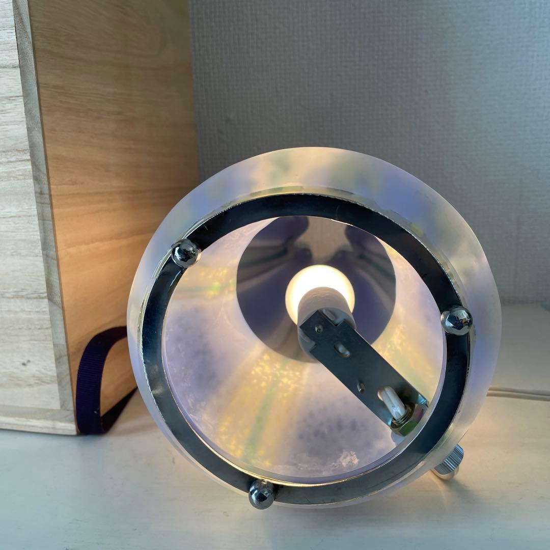 玻璃　テーブルランプ　ランプ白青　約30センチ　木箱付き　美品にみえる　送料込み