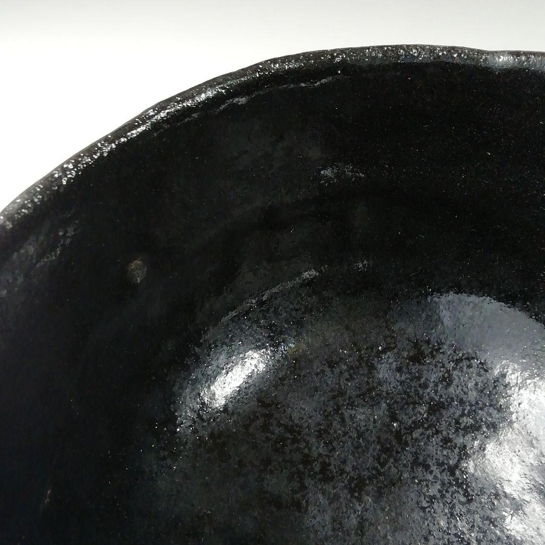 Ｔ１２８　茶碗　『のんこう写　稲妻』『黒茶碗』『佐々木昭楽造』　共箱　茶道具
