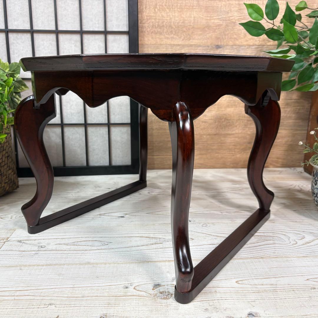 李朝韓国中国韓流レトロデザイン12角お膳ティーテーブル角ソバン、ミニ飾り台