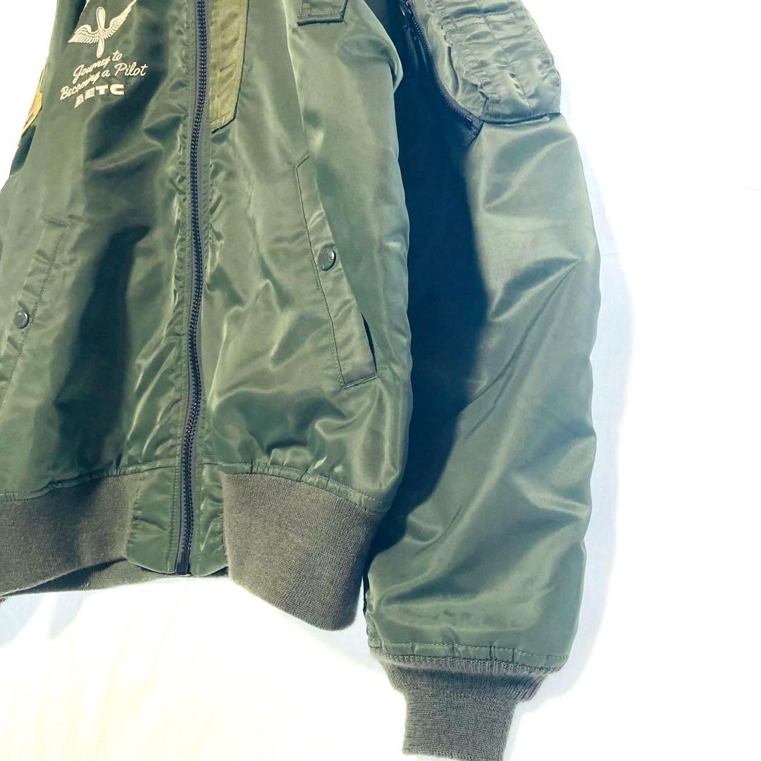 AVIREX MA-1 3L スカジャン ミリタリー 刺繍 ワッペン カーキ