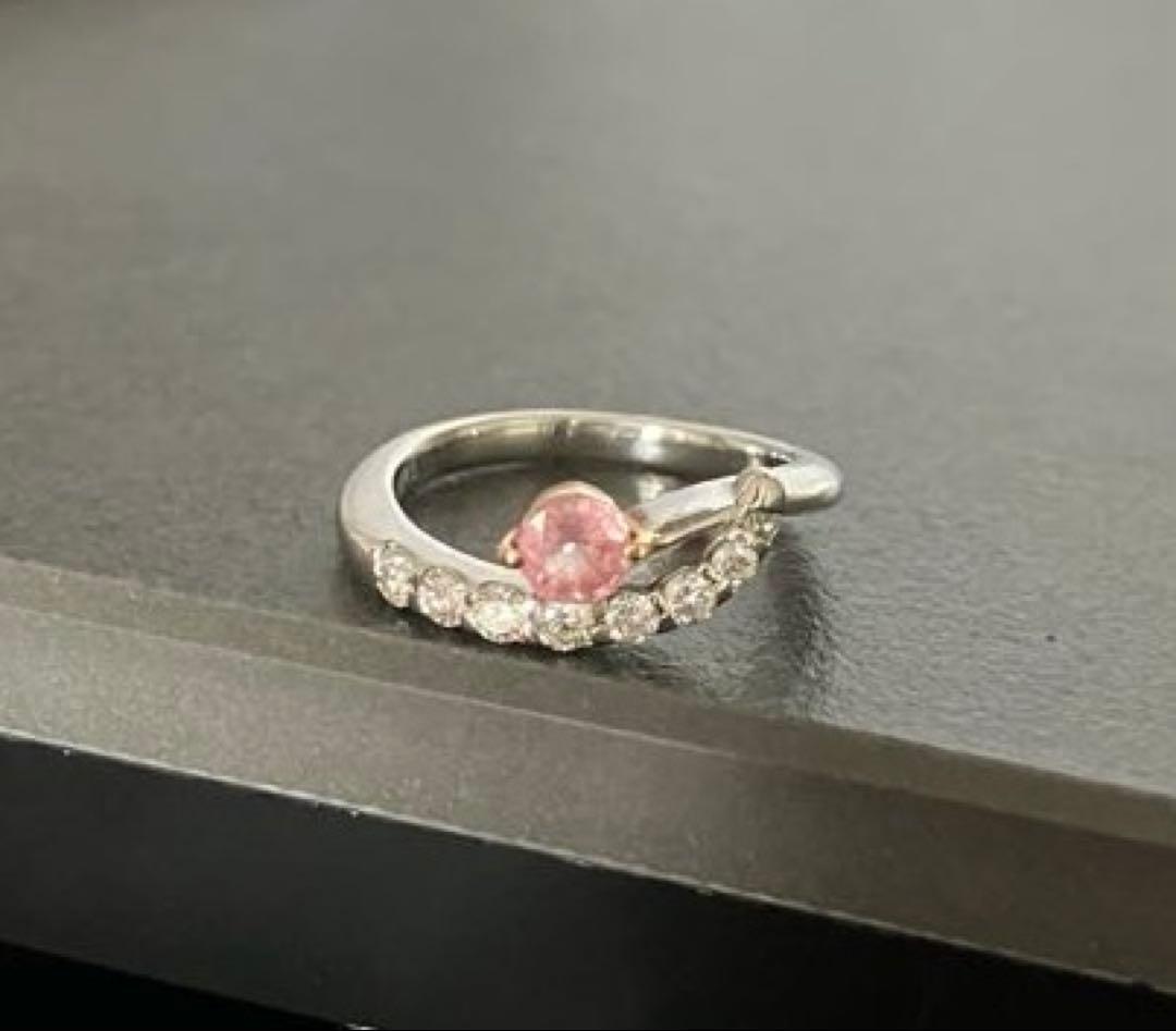 K18WG/PGパパラチアサファイアピンキーリング