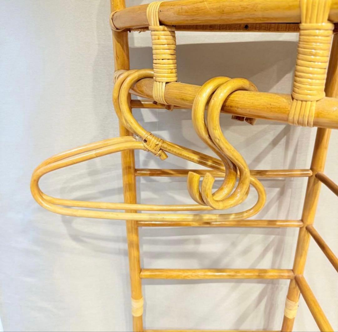 ラタン/籐/ハンガーラック/コーナーラック/ハンガー2本とフック2本付き！