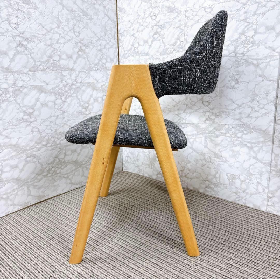 ダイニングチェア 椅子 一脚 ブラス 木製脚 ブラック ダークグレー系 張地　①