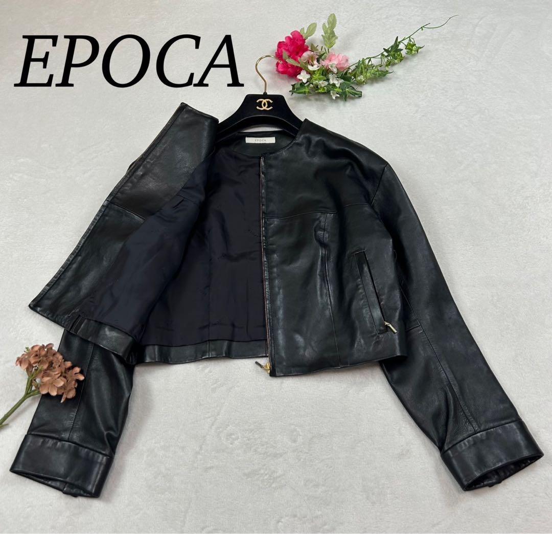 K99 美品 M エポカ ゴールド金具 レザージャケット ブラック レディース