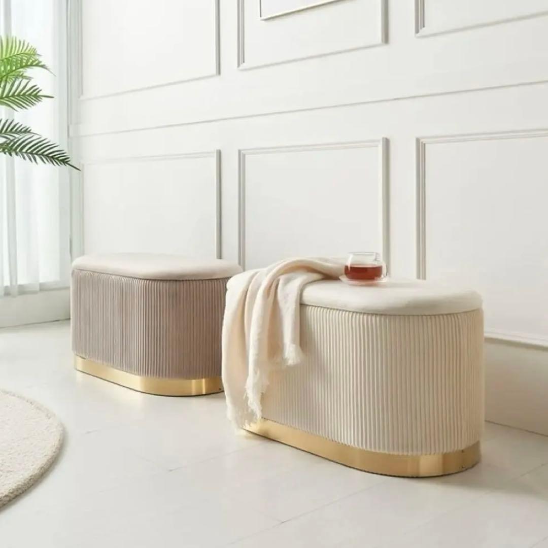 スツール　収納付き　ドレッサースツール　ベルベット