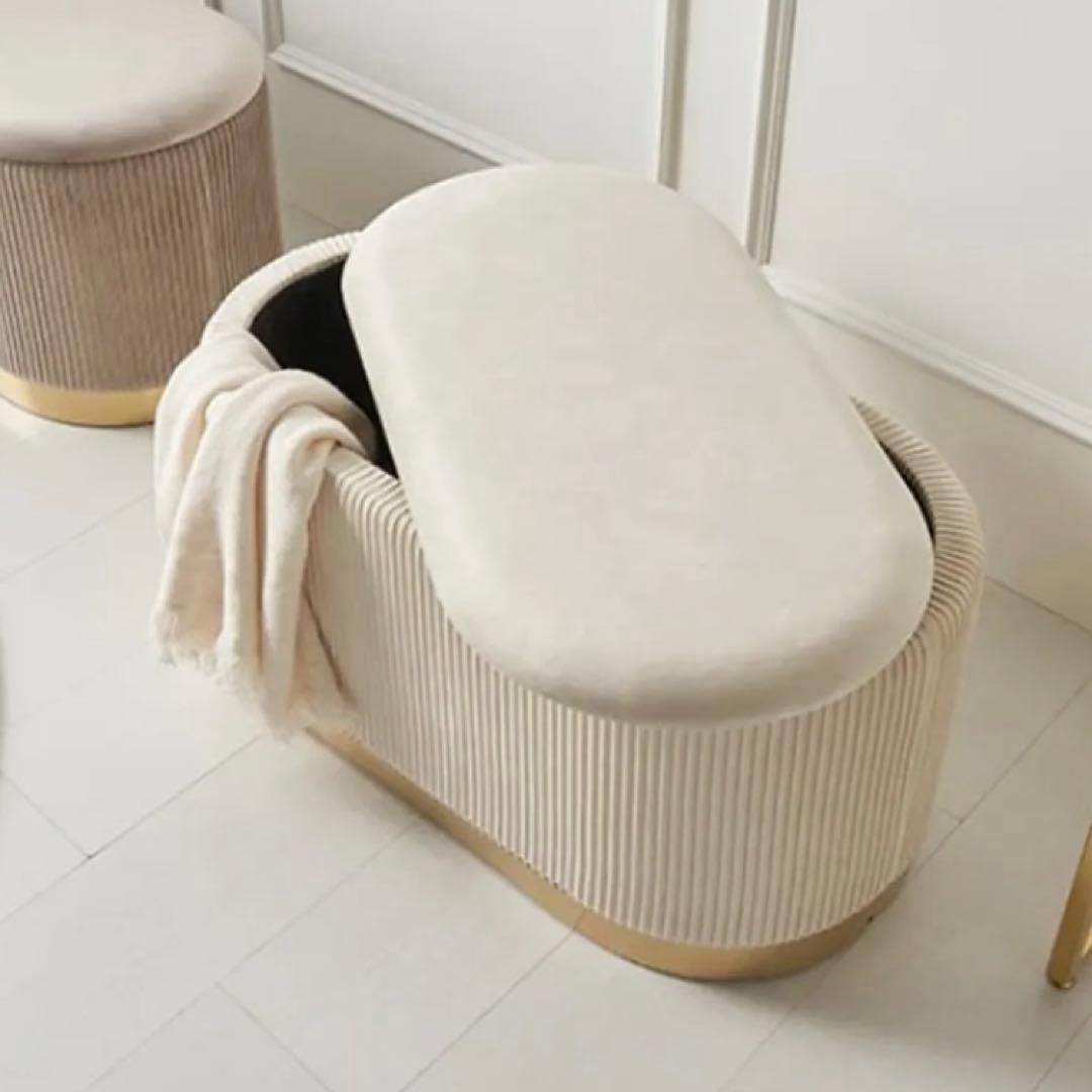 スツール　収納付き　ドレッサースツール　ベルベット