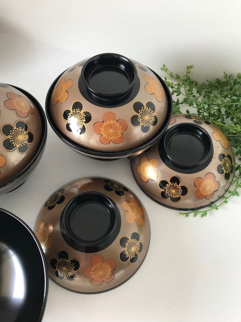 特製　能登輪島塗 蒔絵 木製　蓋付椀 煮物椀　吸物椀　5客セット　共箱