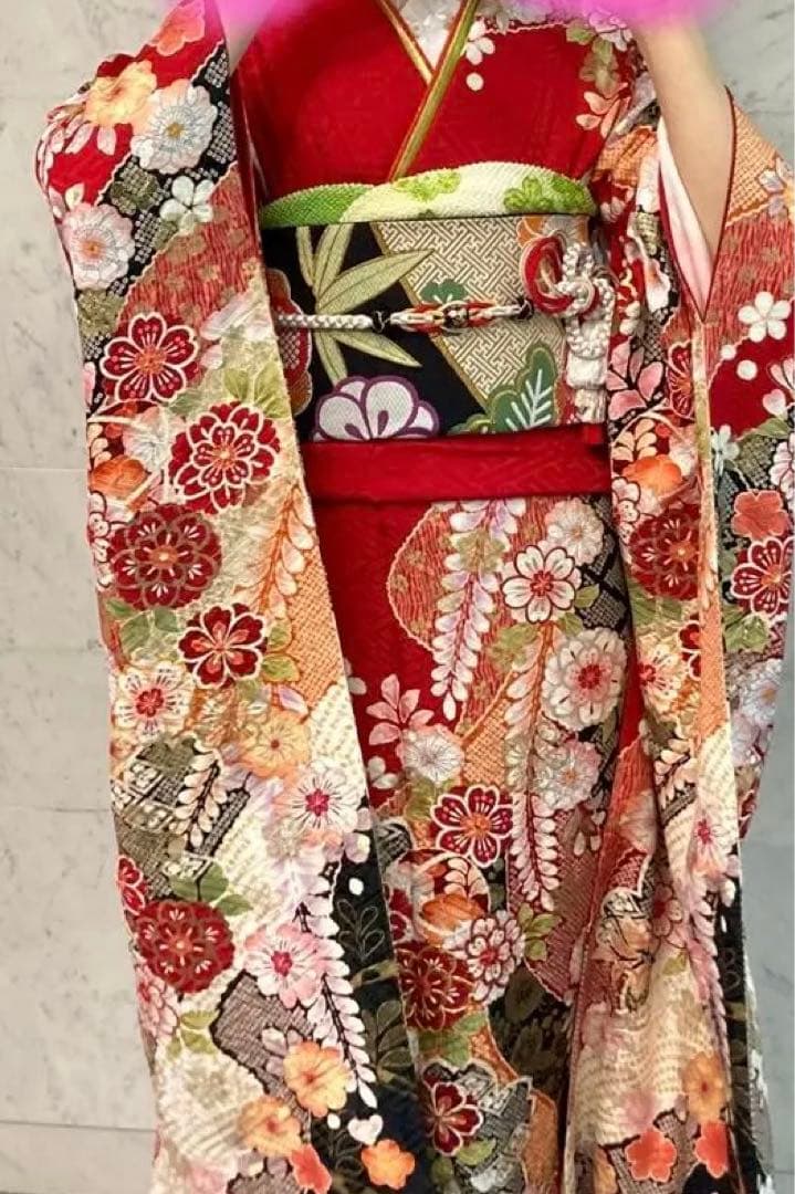 【専用】辻が花・正絹の振袖フルセット+袴フルセット(ブーツ除く