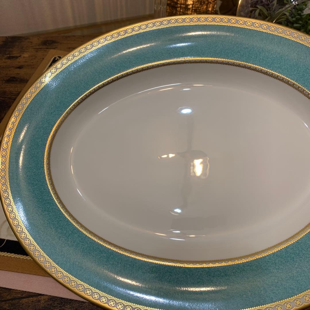 ウェッジウッド ユーランダー　パウダー　ターコイズ　36cmオーバルプレート