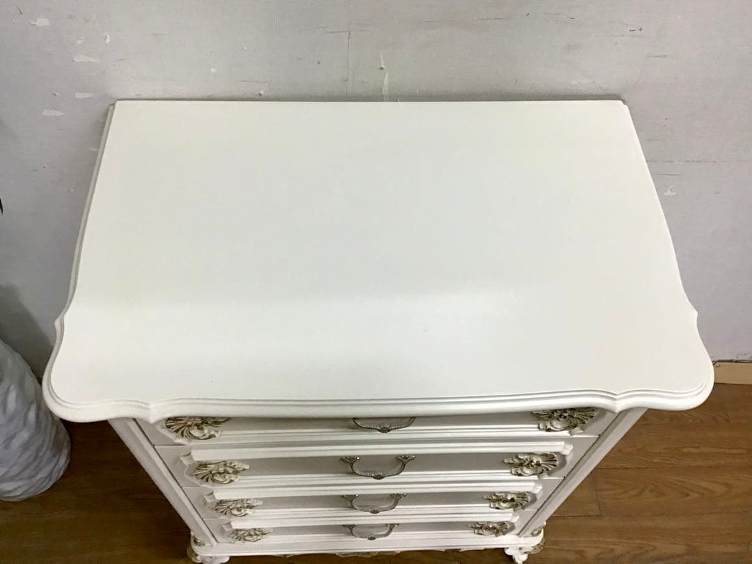 ブランチ☆管146☆イタリア製☆ロココ調☆姫系☆白家具☆4段チェスト