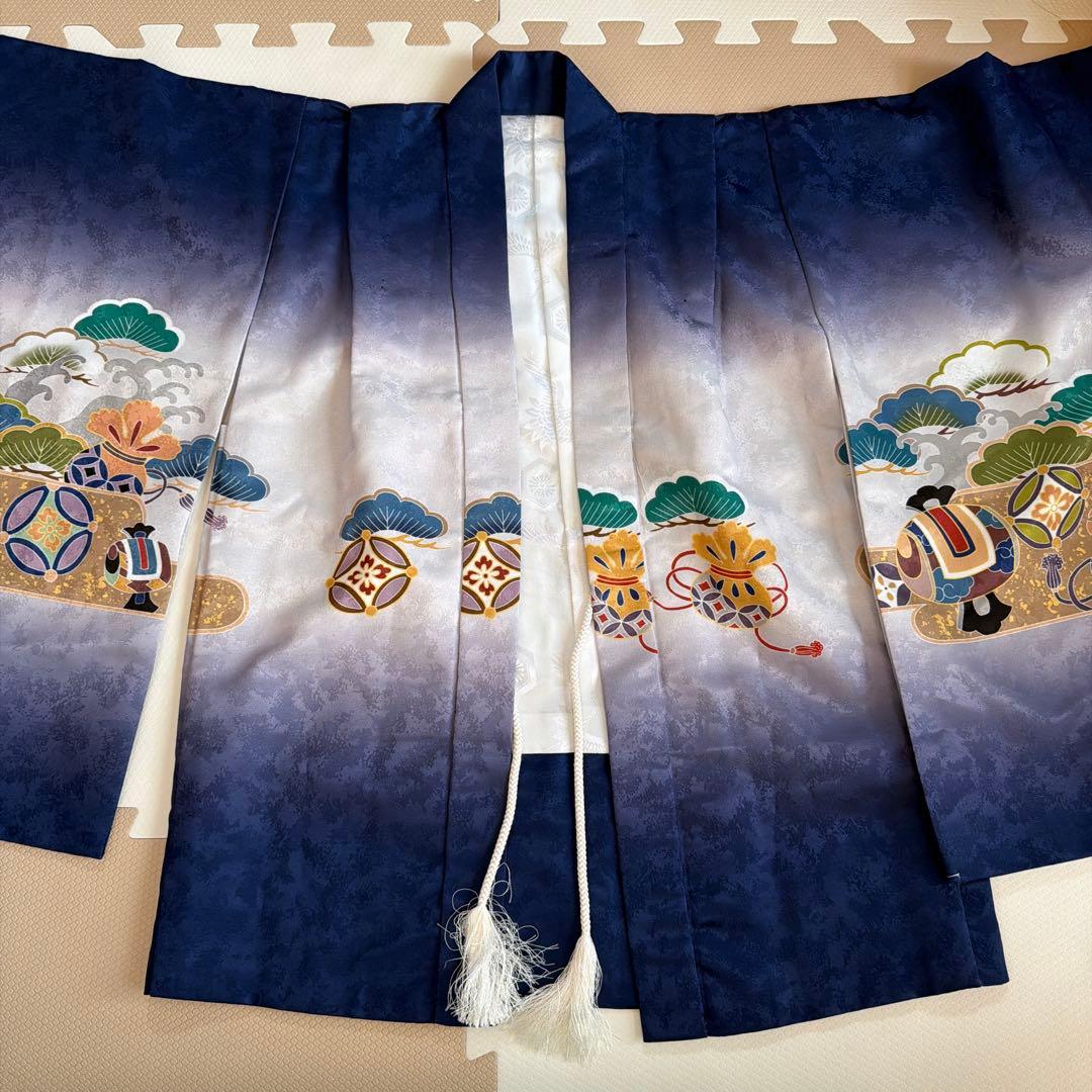 七五三 着物セット 紺色 船模様 男の子 5歳