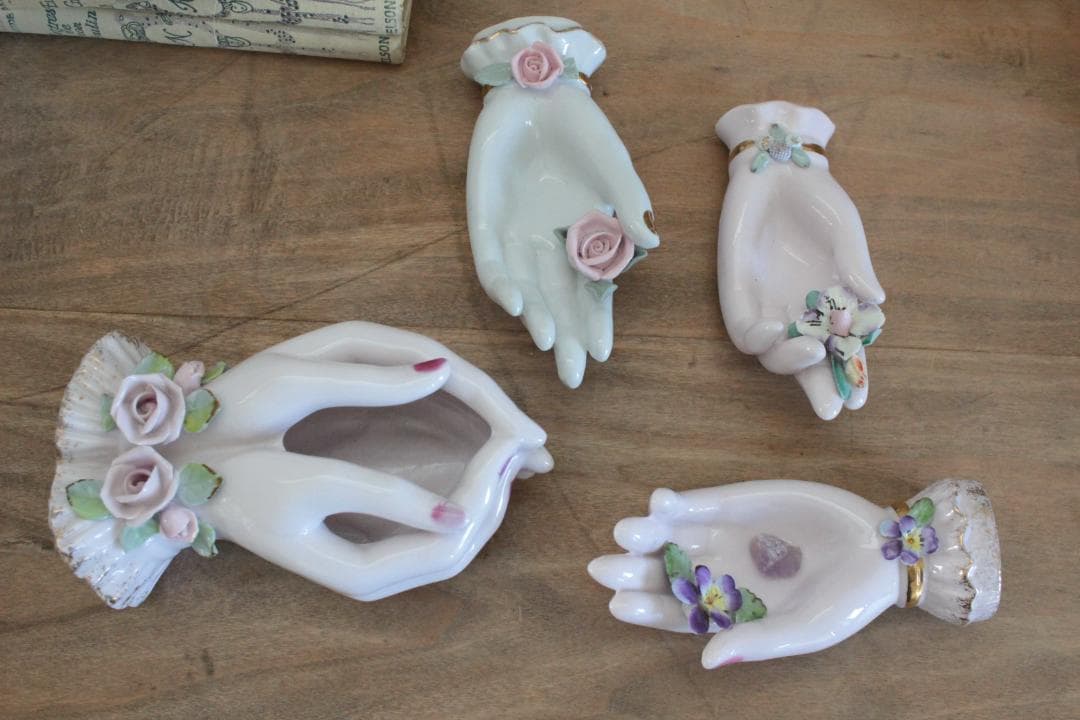 【D】バラ・レフトンのハンドモチーフ/Lefton Porcelain