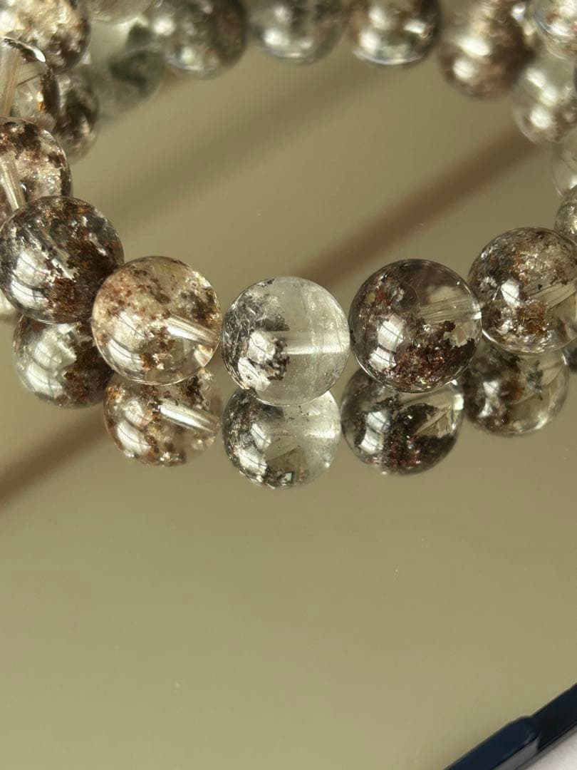 高品質 高透明度 ガーデンクォーツ ブレスレット 12mm玉 内径17cm