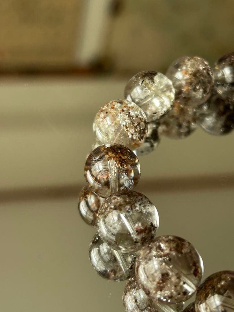 高品質 高透明度 ガーデンクォーツ ブレスレット 12mm玉 内径17cm