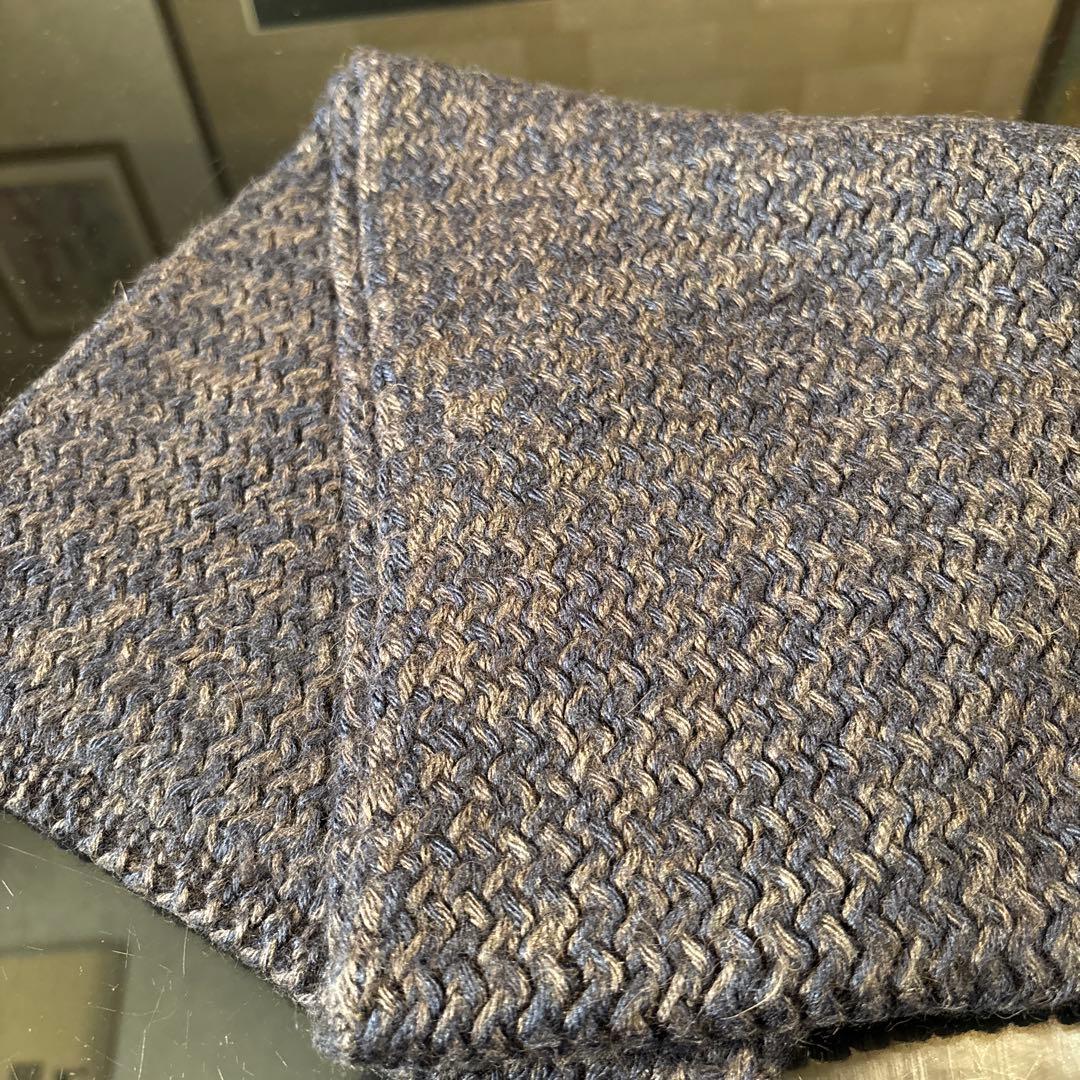 HERMES ネイビー スヌード　ブラウン　マフラー