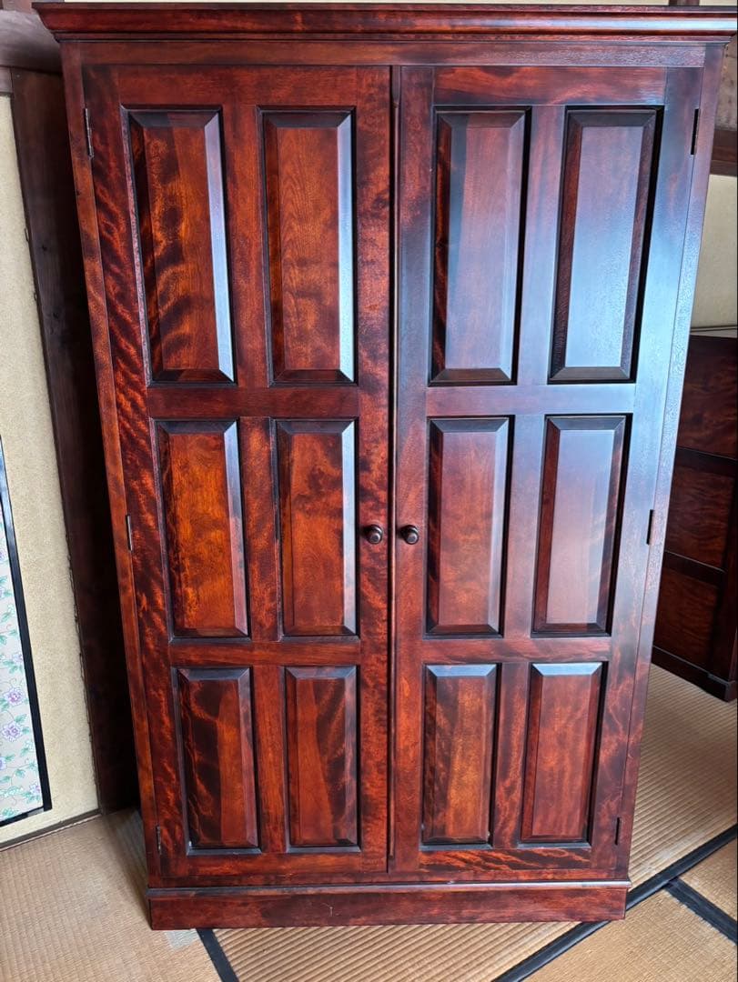 九州民芸家具　木製チェスト ダークブラウン 8引き出し