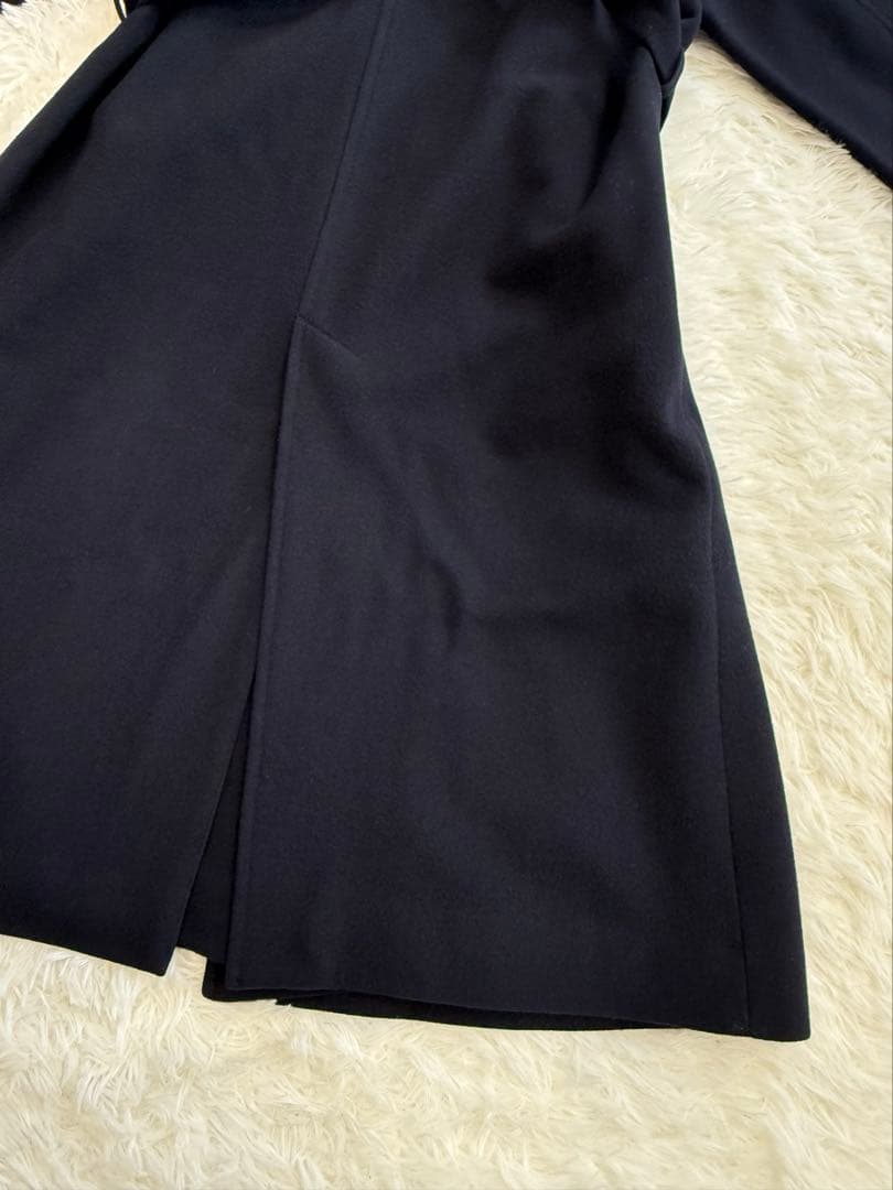 スティーブンアラン チェスターコート ウール ウエストベルト ネイビー M