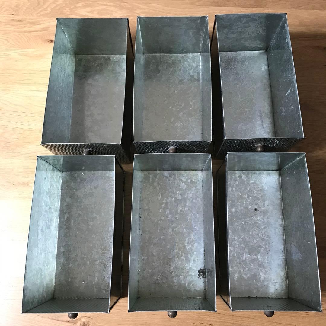 ブリキ　6段ボックス　引き出し　小物入れ　アンティーク家具