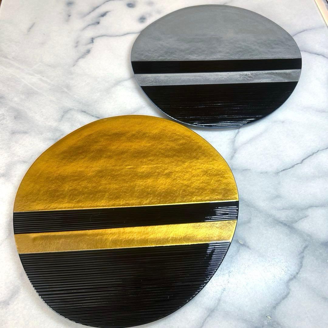 豪華　金銀　漆陶器平皿　2枚