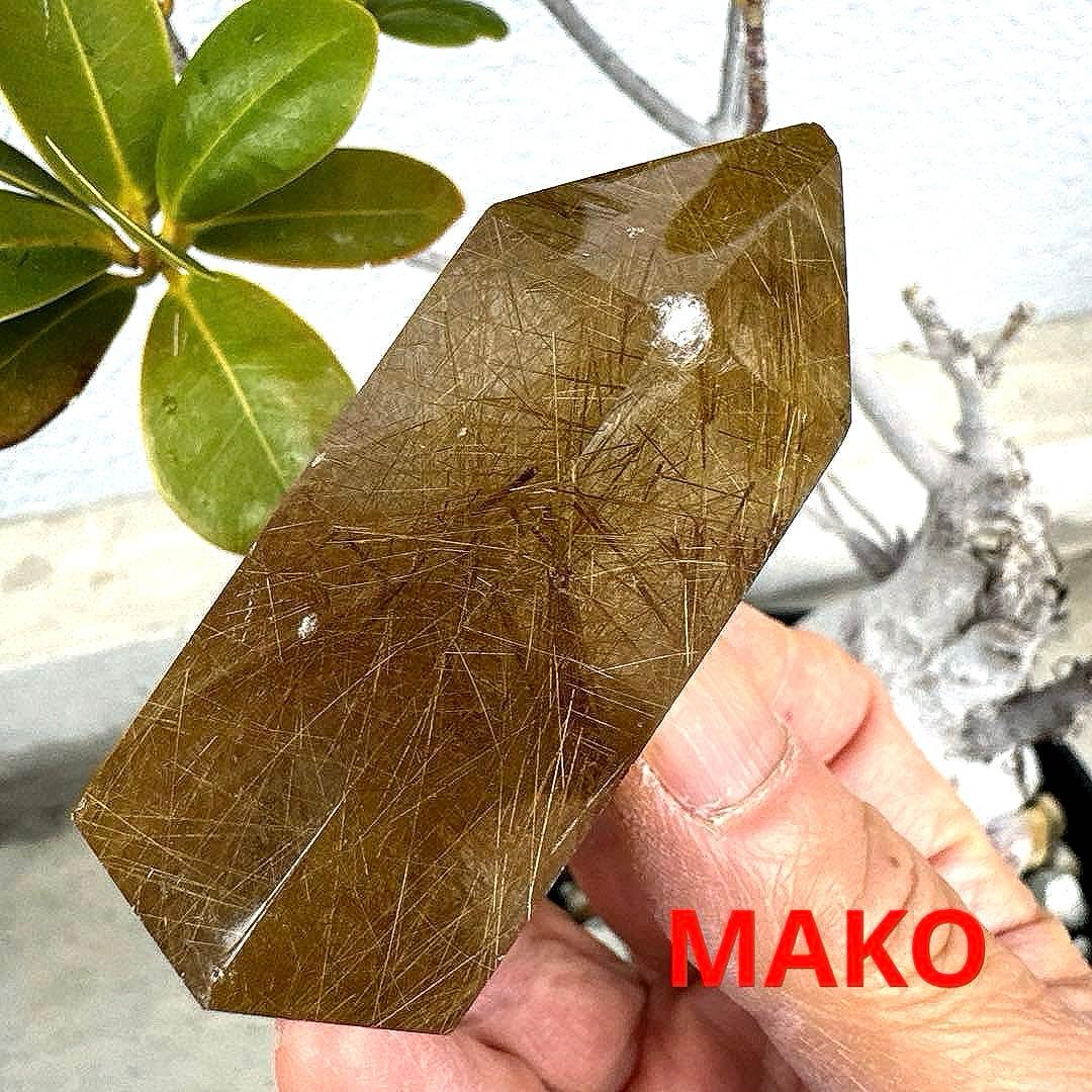 M1661☆ゴールドルチルクォーツ六角柱189g☆天然石　原石