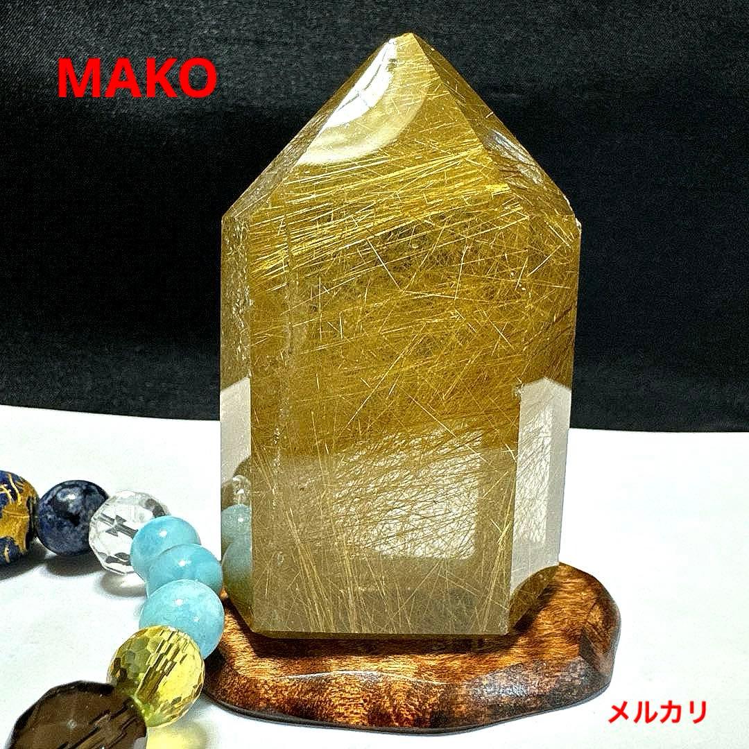 M1661☆ゴールドルチルクォーツ六角柱189g☆天然石　原石