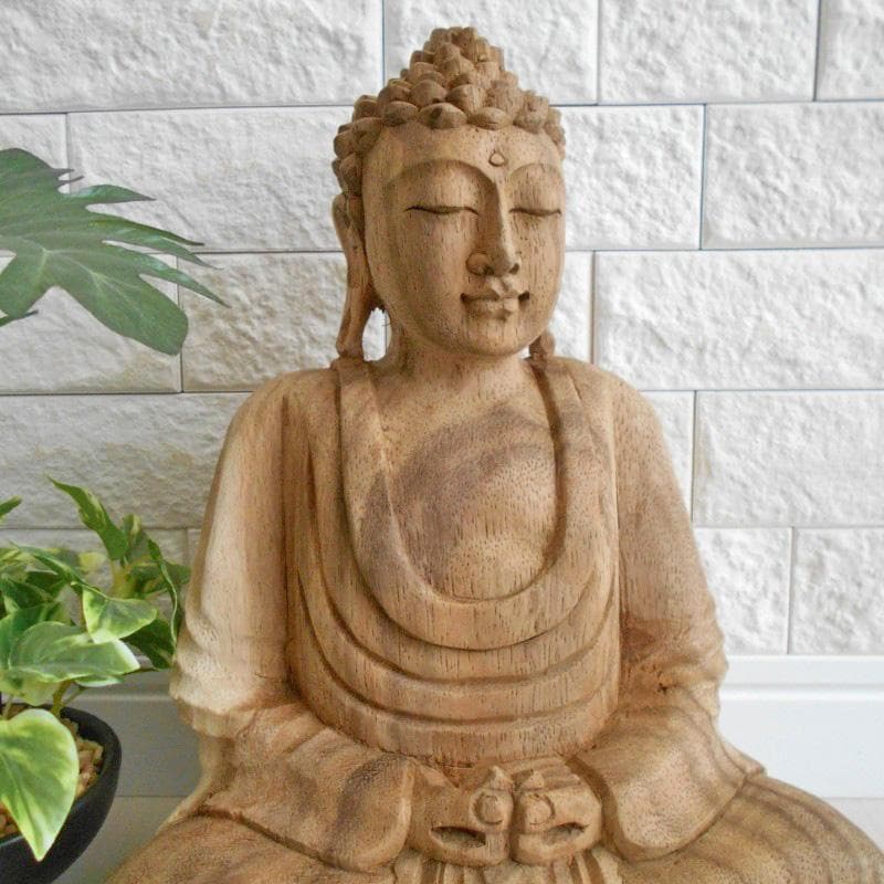 一刀彫 仏陀坐像 26ｃｍ 仏像 仏陀 ブッダ 仏像の置物 瞑想 オリエンタル