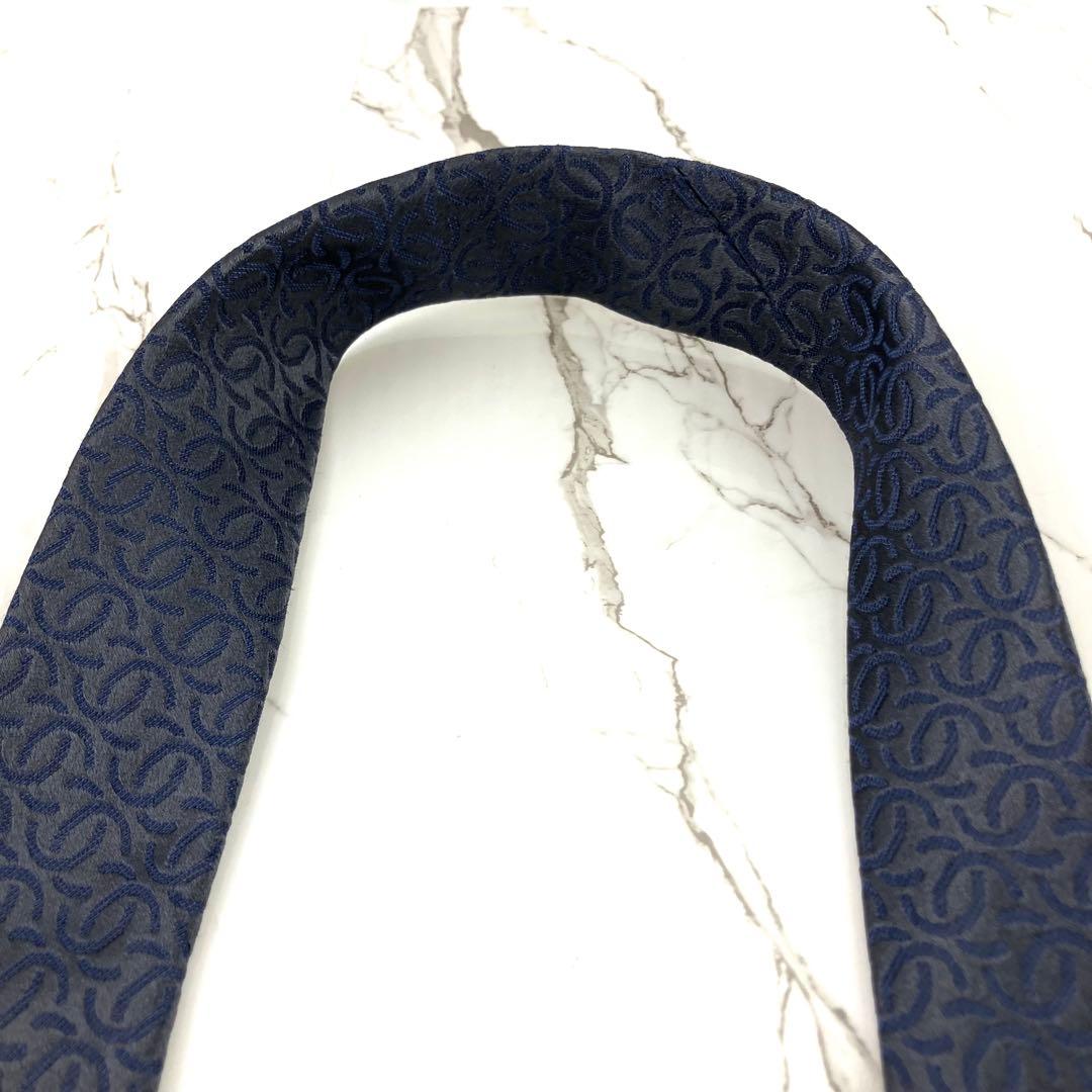 Ohsan　未使用級　シャネル　ネクタイ　ロゴ　ココマーク総柄　ソリッド