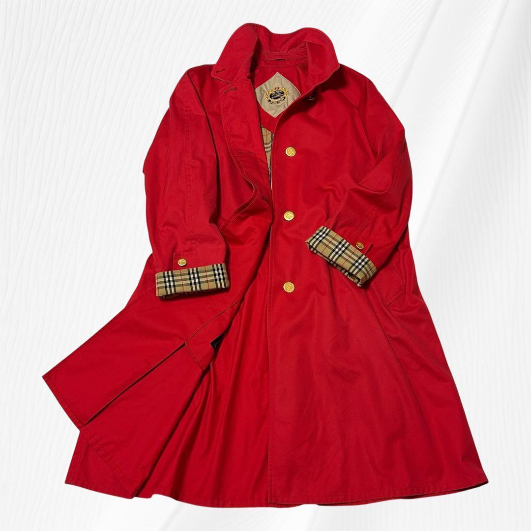 希少⭐ バーバリー 金ボタン アーカイブ刺繍 ステンカラー コート　ノバチェック